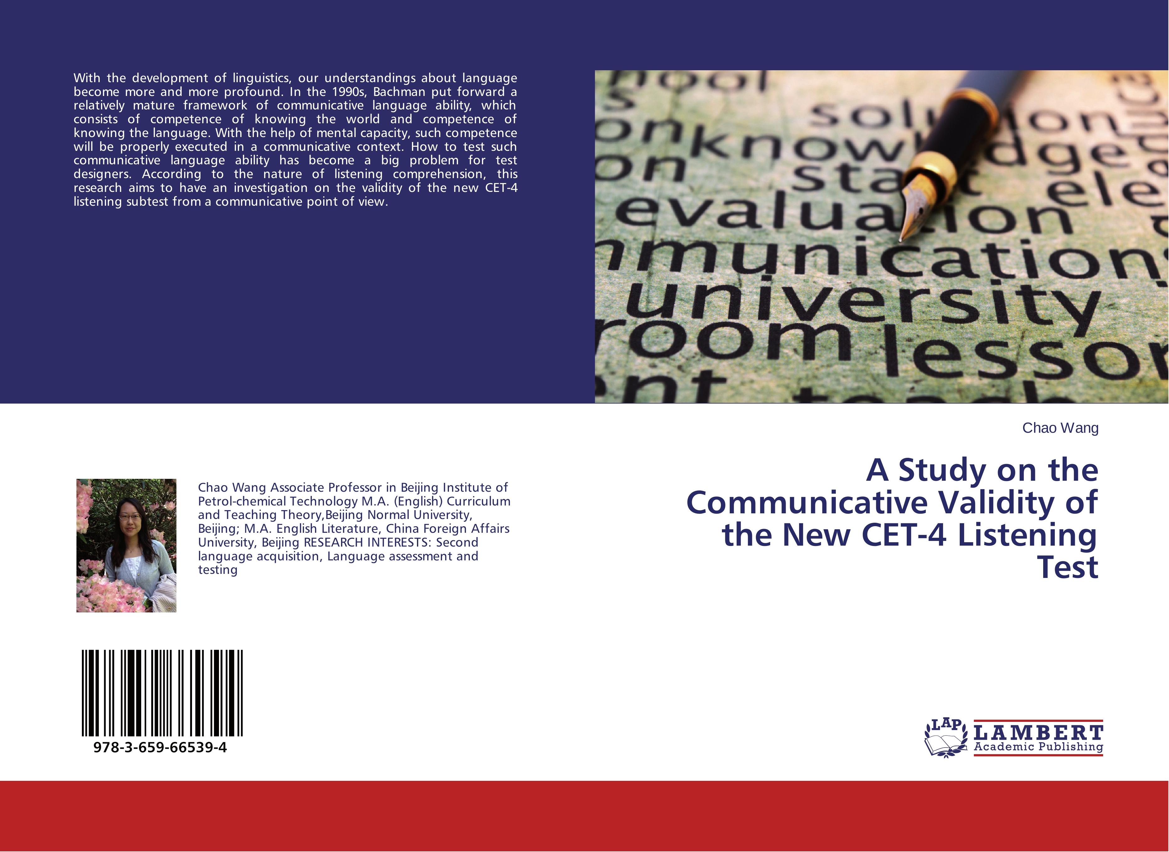 Vorderes Coverbild A Study on the Communicative Validity of the New CET-4 Listening Test