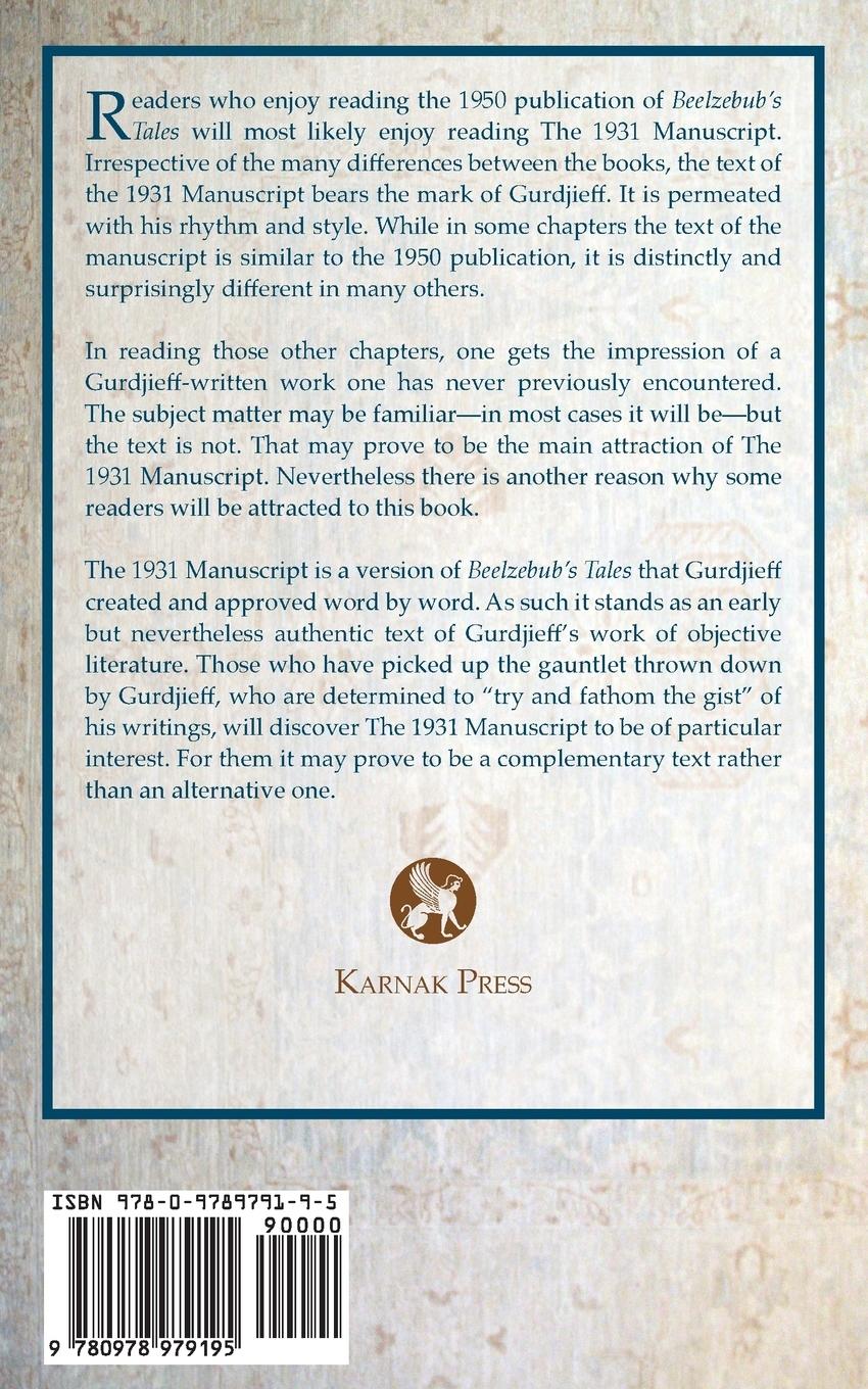Rückseitencover The 1931 Manuscript of Beelzebub's Tales to His Grandson