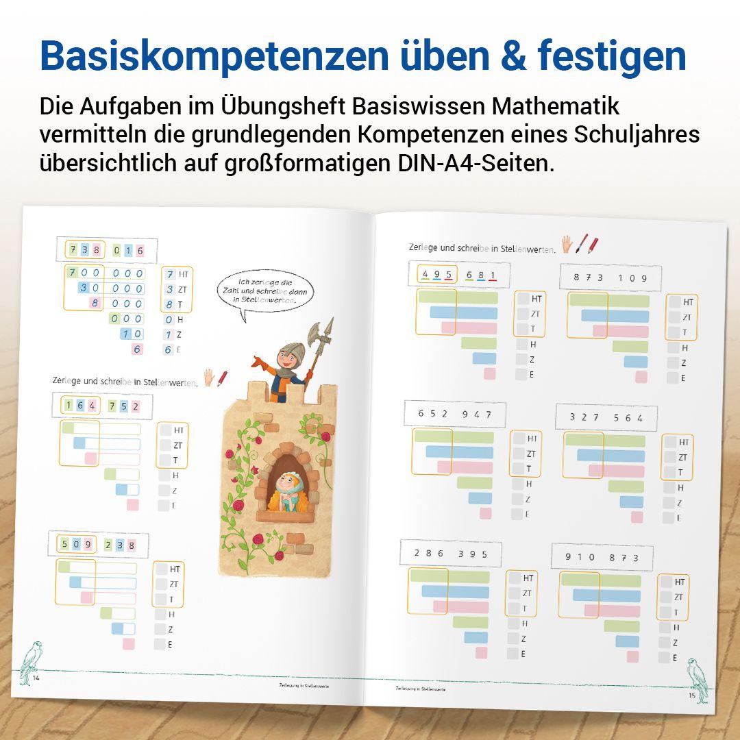 Beispielinhalt (Bild) Das Übungsheft Basiswissen Mathematik 4