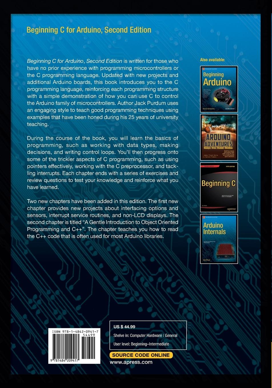 Rückseitencover Beginning C for Arduino, Second Edition