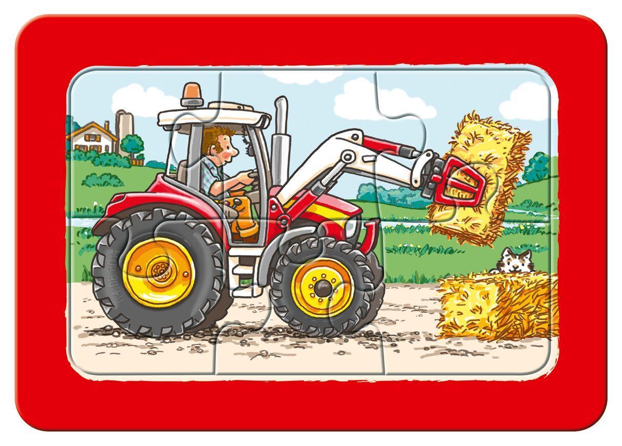 Beispielinhalt (Bild) Bagger, Traktor und Kipplader. My first puzzle - Rahmenpuzzle 3 x 6 Teile
