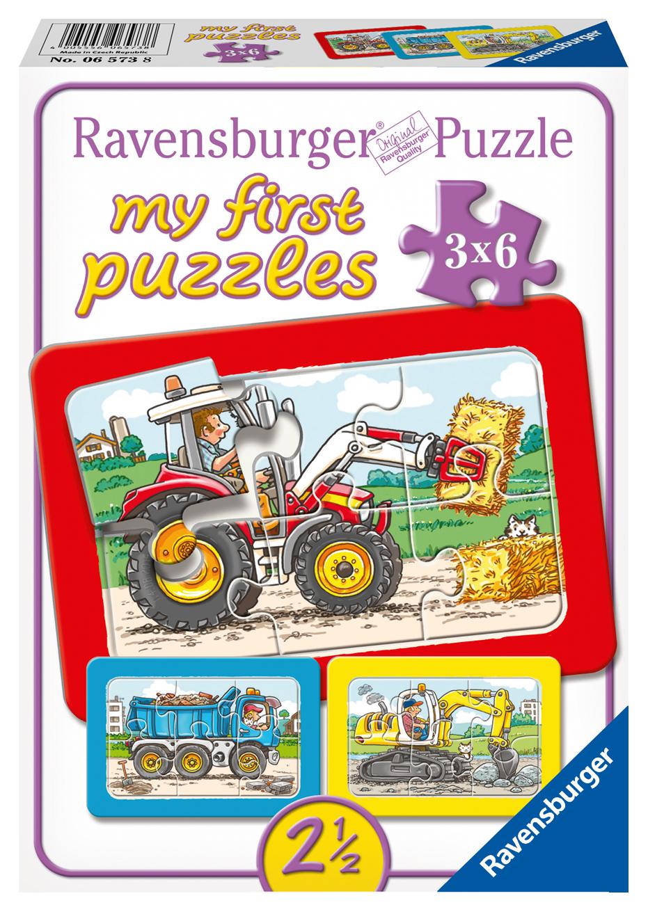Vorderes Coverbild Bagger, Traktor und Kipplader. My first puzzle - Rahmenpuzzle 3 x 6 Teile