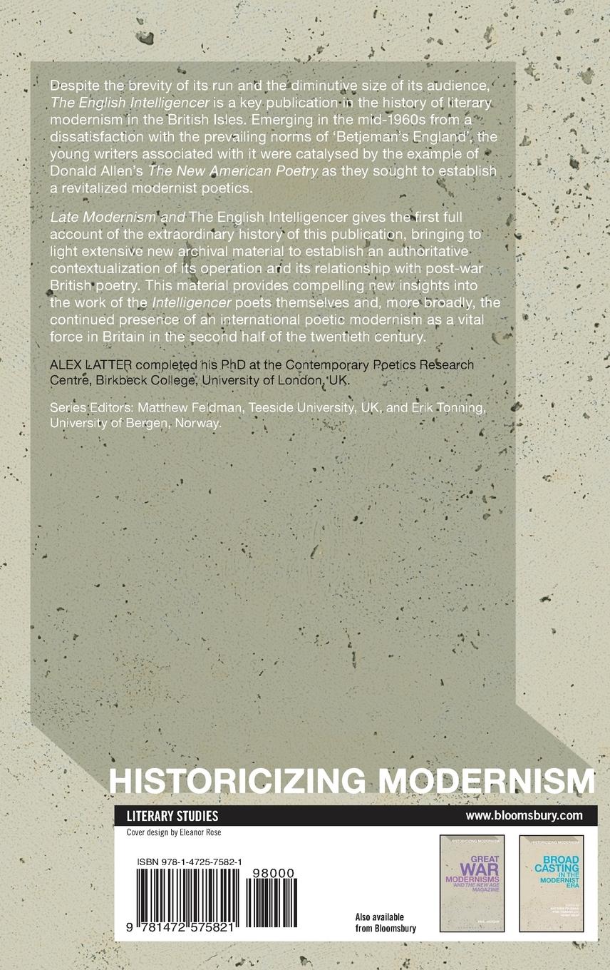 Rückseitencover Late Modernism and the English Intelligencer