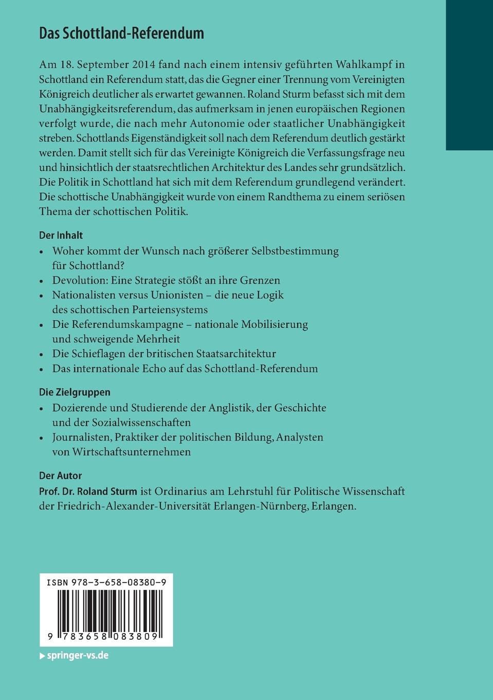Rückseitencover Das Schottland-Referendum