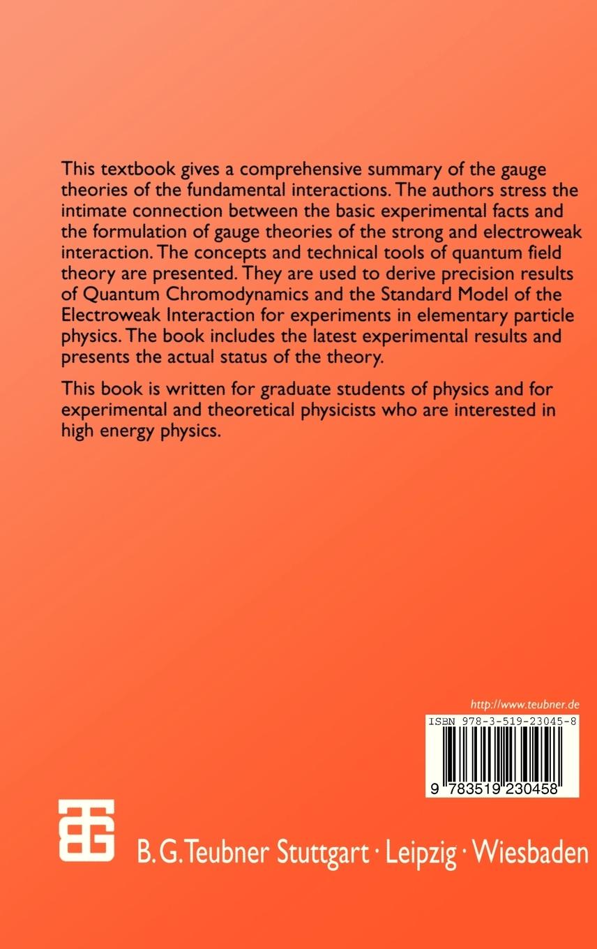 Rückseitencover Gauge Theories of the Strong and Electroweak Interaction