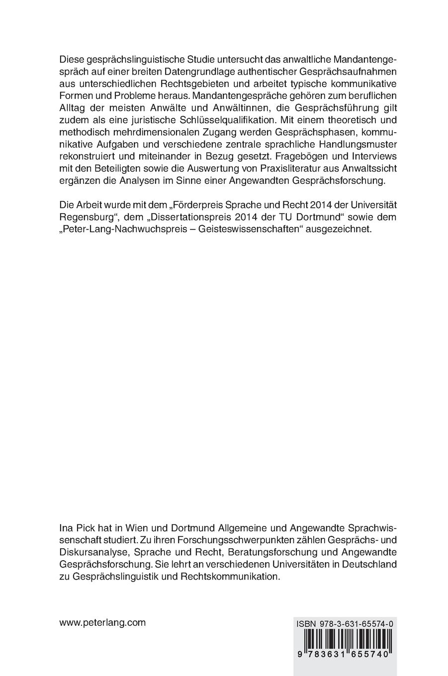 Rückseitencover Das anwaltliche Mandantengespräch