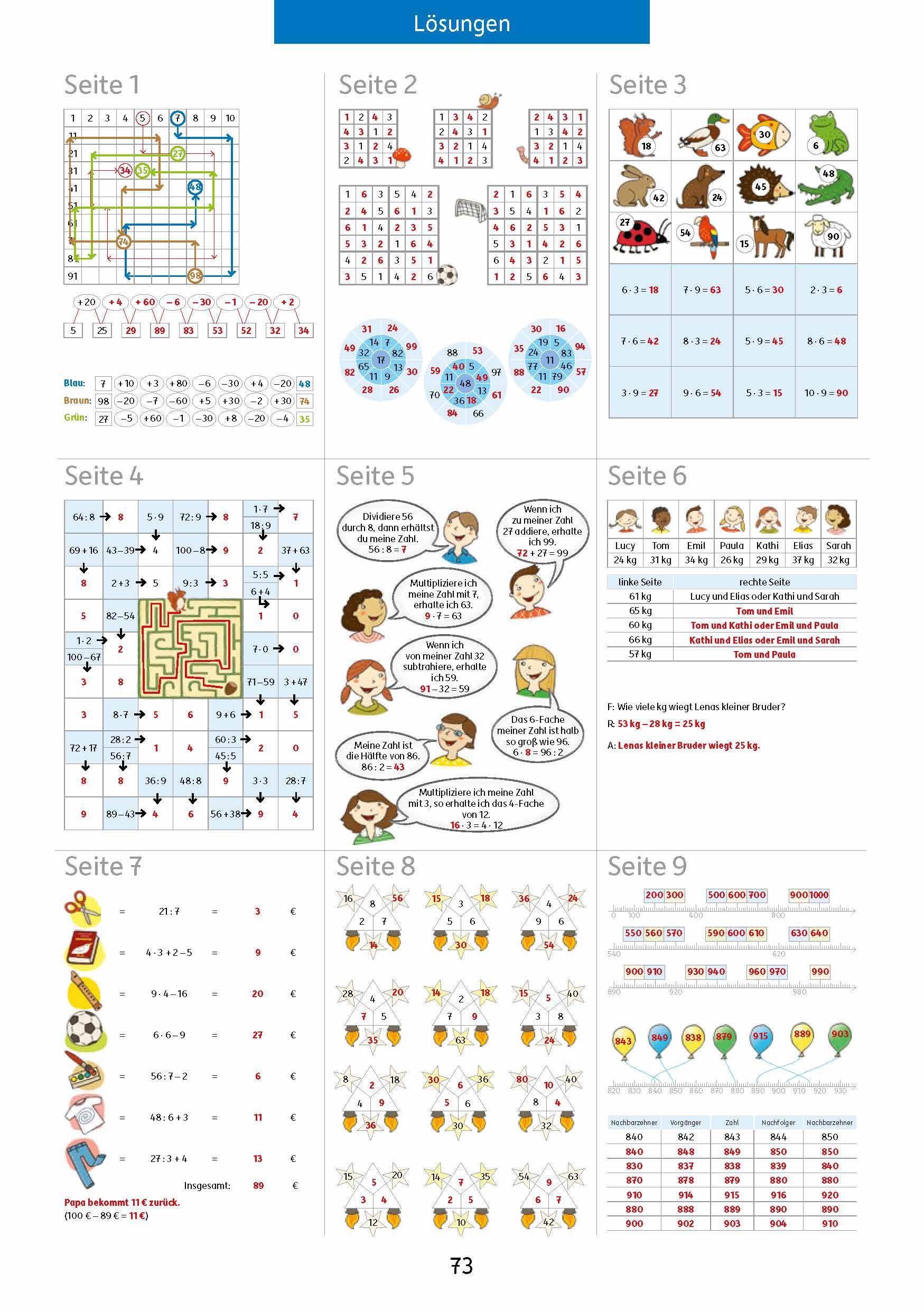 Beispielinhalt (Bild) Quer durch die 3. Klasse, Mathe und Deutsch - Übungsblock