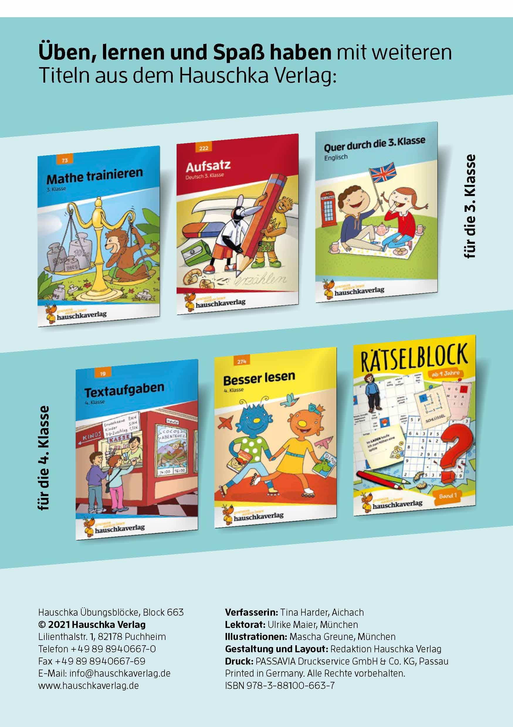 Beispielinhalt (Bild) Quer durch die 3. Klasse, Mathe und Deutsch - Übungsblock