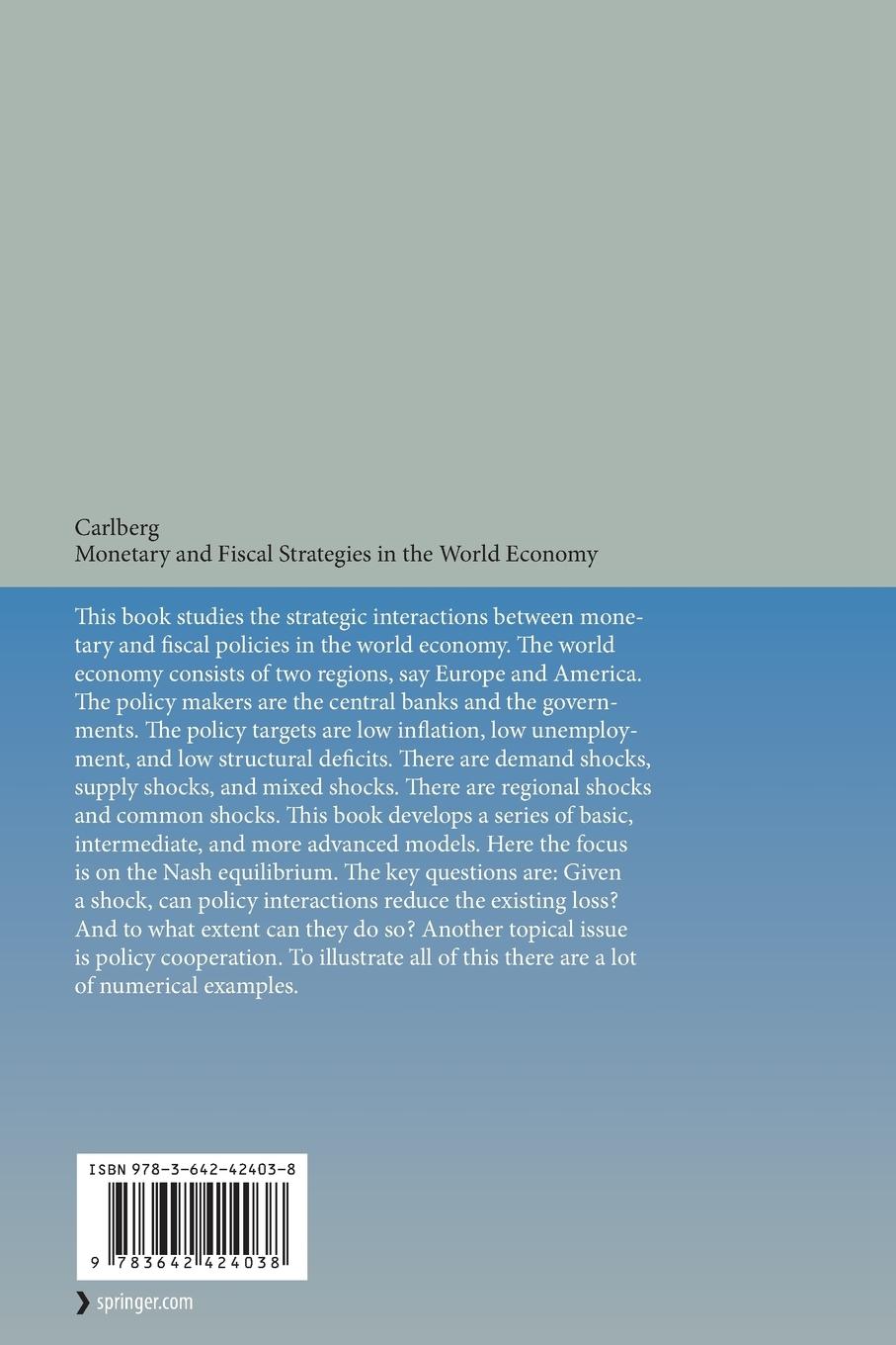 Rückseitencover Monetary and Fiscal Strategies in the World Economy