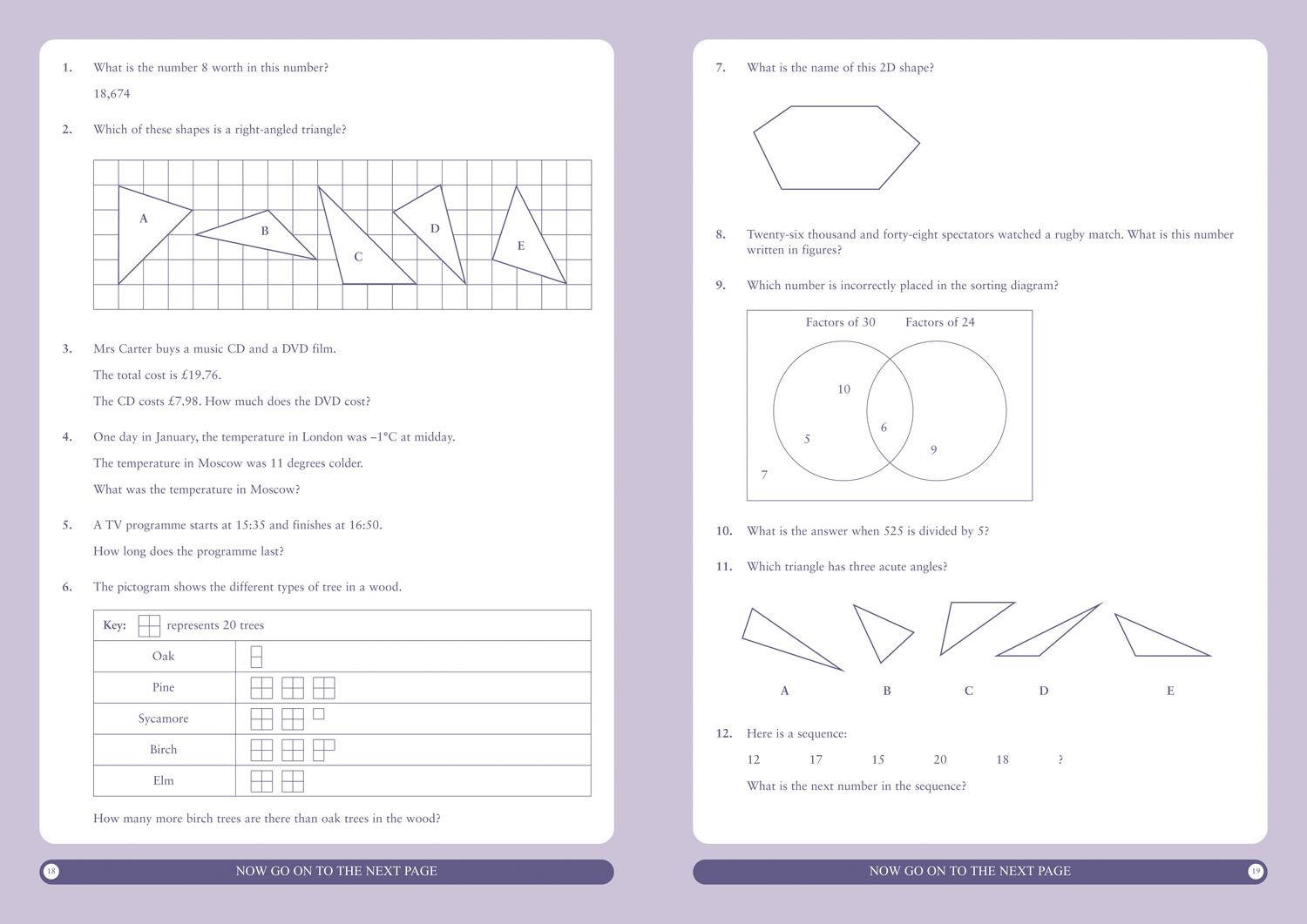 Beispielinhalt (Bild) 11+ Maths Practice Papers Book 1