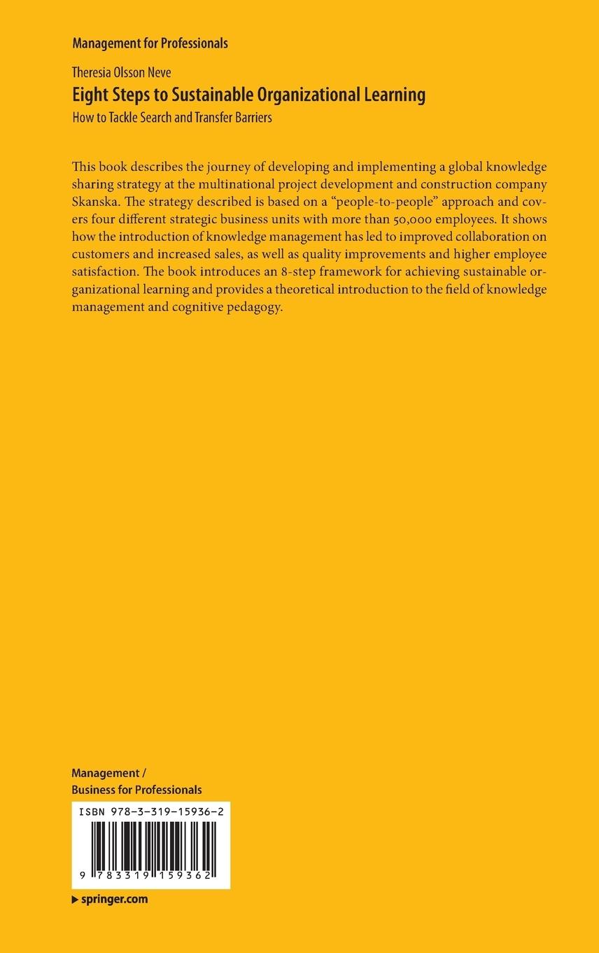 Rückseitencover Eight Steps to Sustainable Organizational Learning