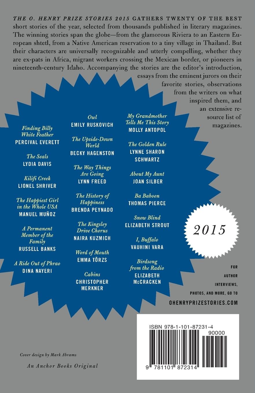 Rückseitencover The O. Henry Prize Stories 2015