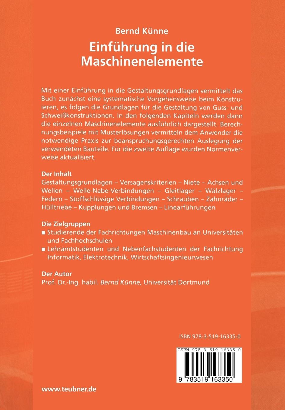 Rückseitencover Einführung in die Maschinenelemente