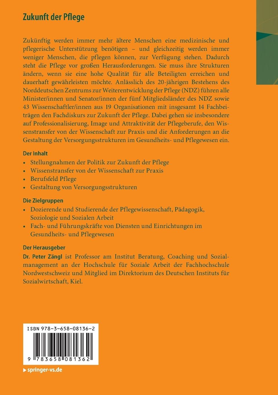 Rückseitencover Zukunft der Pflege