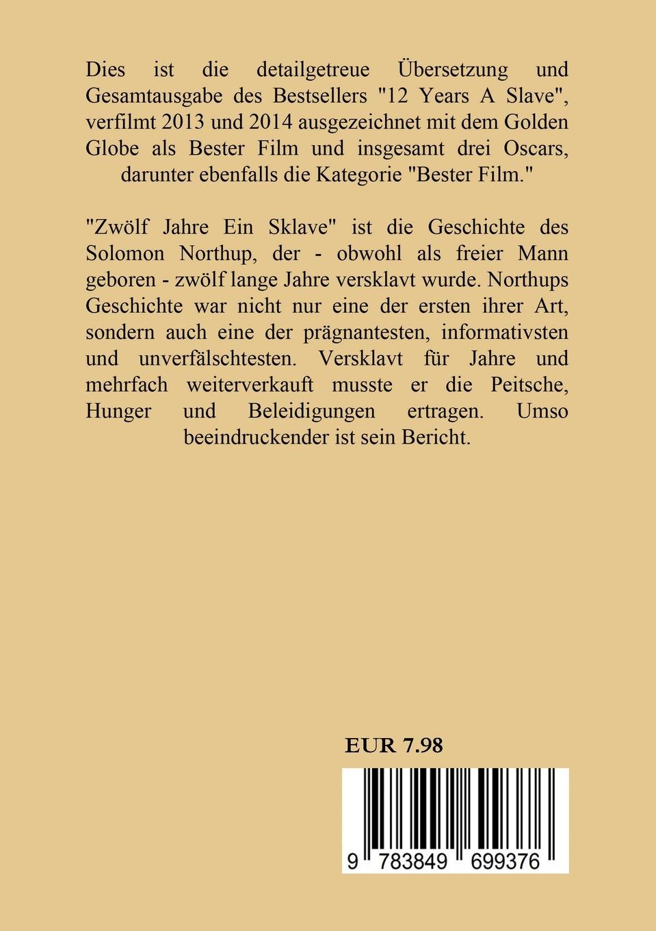 Rückseitencover Zwölf Jahre ein Sklave