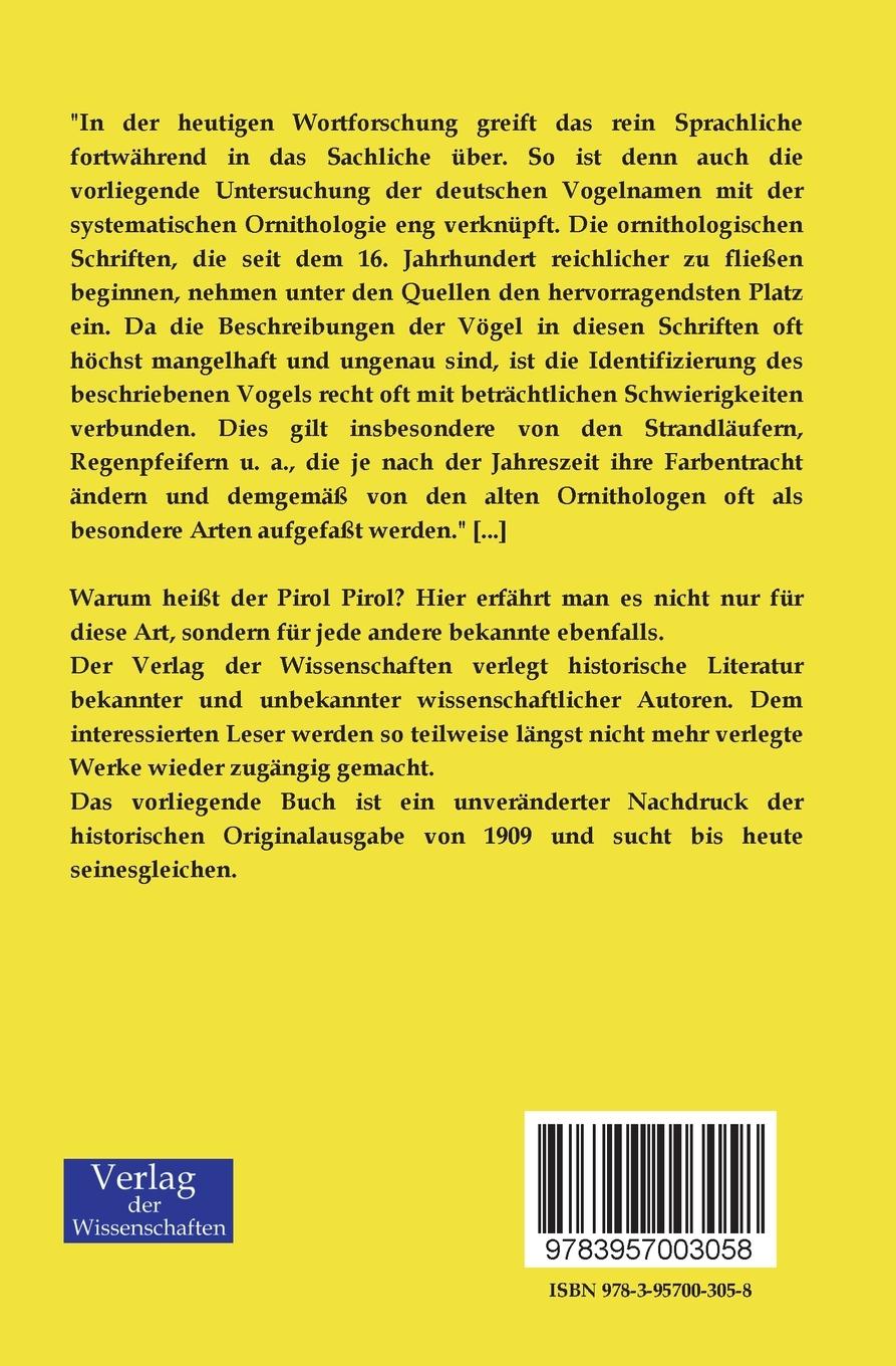 Rückseitencover Deutsche Vogelnamen