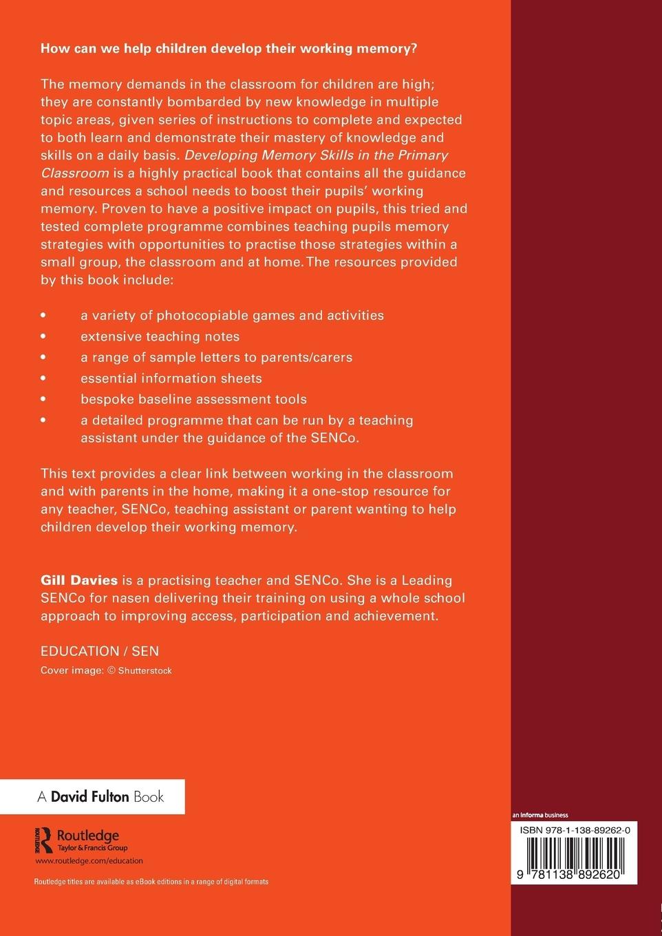 Rückseitencover Developing Memory Skills in the Primary Classroom