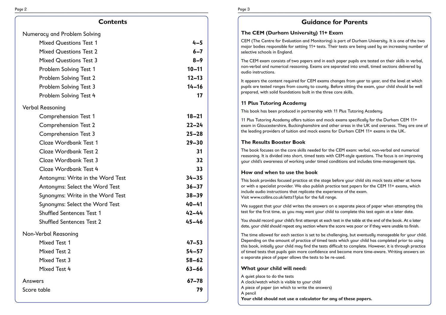 Beispielinhalt (Bild) 11+ Verbal Reasoning, Non-Verbal Reasoning & Maths Complete Practice Workbook