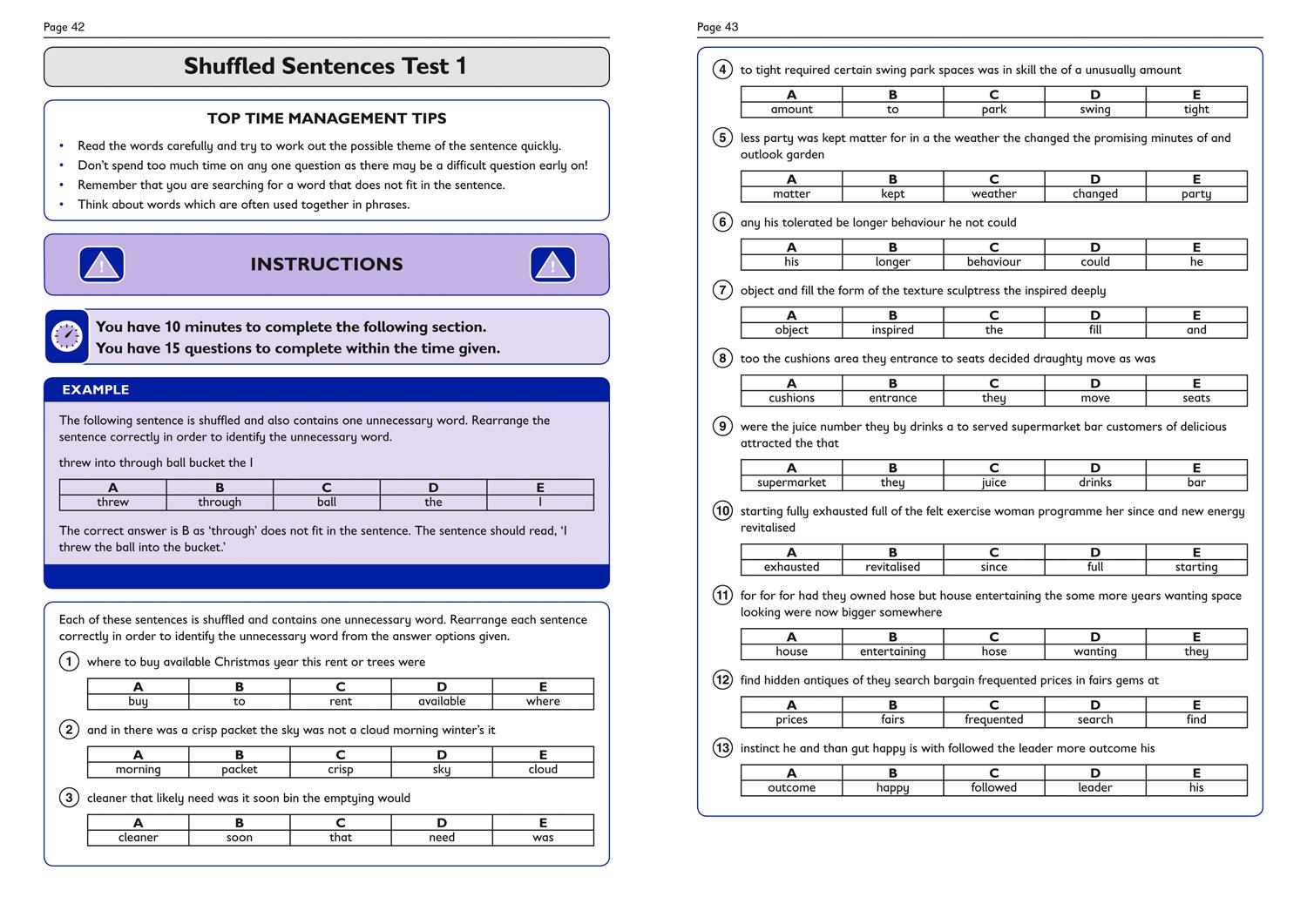 Beispielinhalt (Bild) 11+ Verbal Reasoning, Non-Verbal Reasoning & Maths Complete Practice Workbook