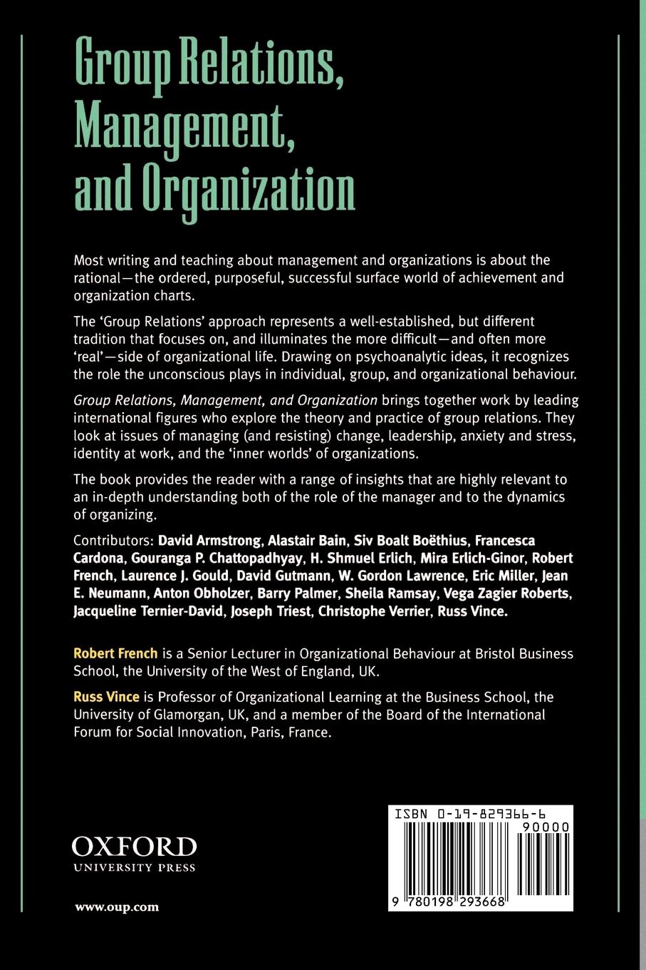 Rückseitencover Group Relations, Management, and Organization