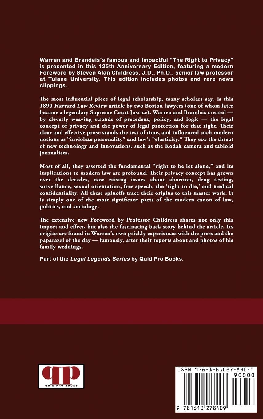 Rückseitencover The Right to Privacy