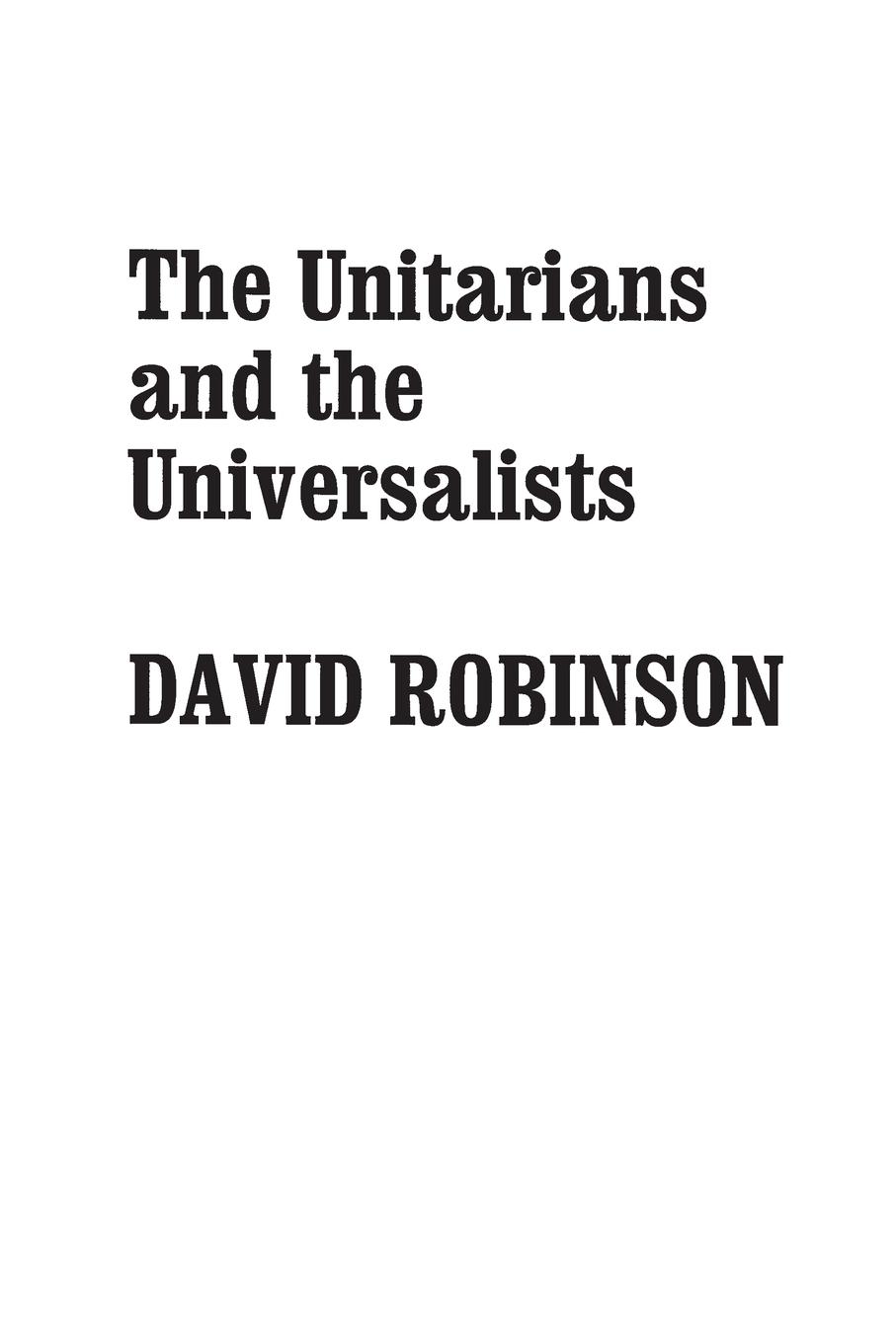 Vorderes Coverbild The Unitarians and Universalists