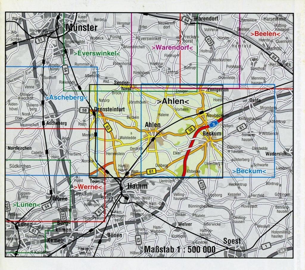 Beispielinhalt (Bild) Ahlen, KVplan, Radkarte/Wanderkarte/Stadtplan, 1:25.000 / 1:15.000 / 1:7.500
