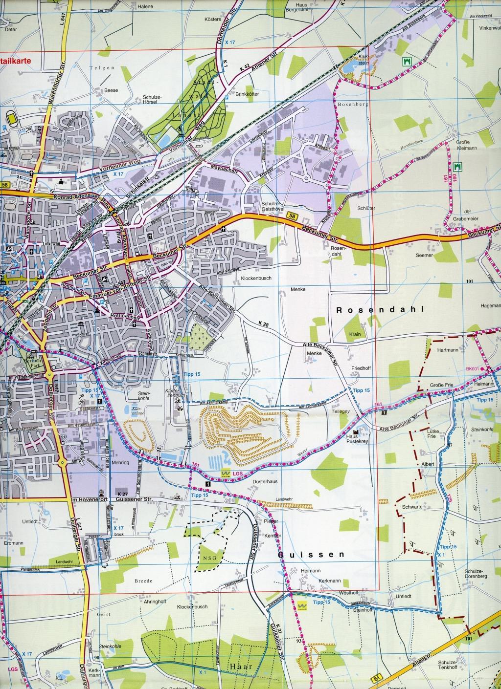 Beispielinhalt (Bild) Ahlen, KVplan, Radkarte/Wanderkarte/Stadtplan, 1:25.000 / 1:15.000 / 1:7.500