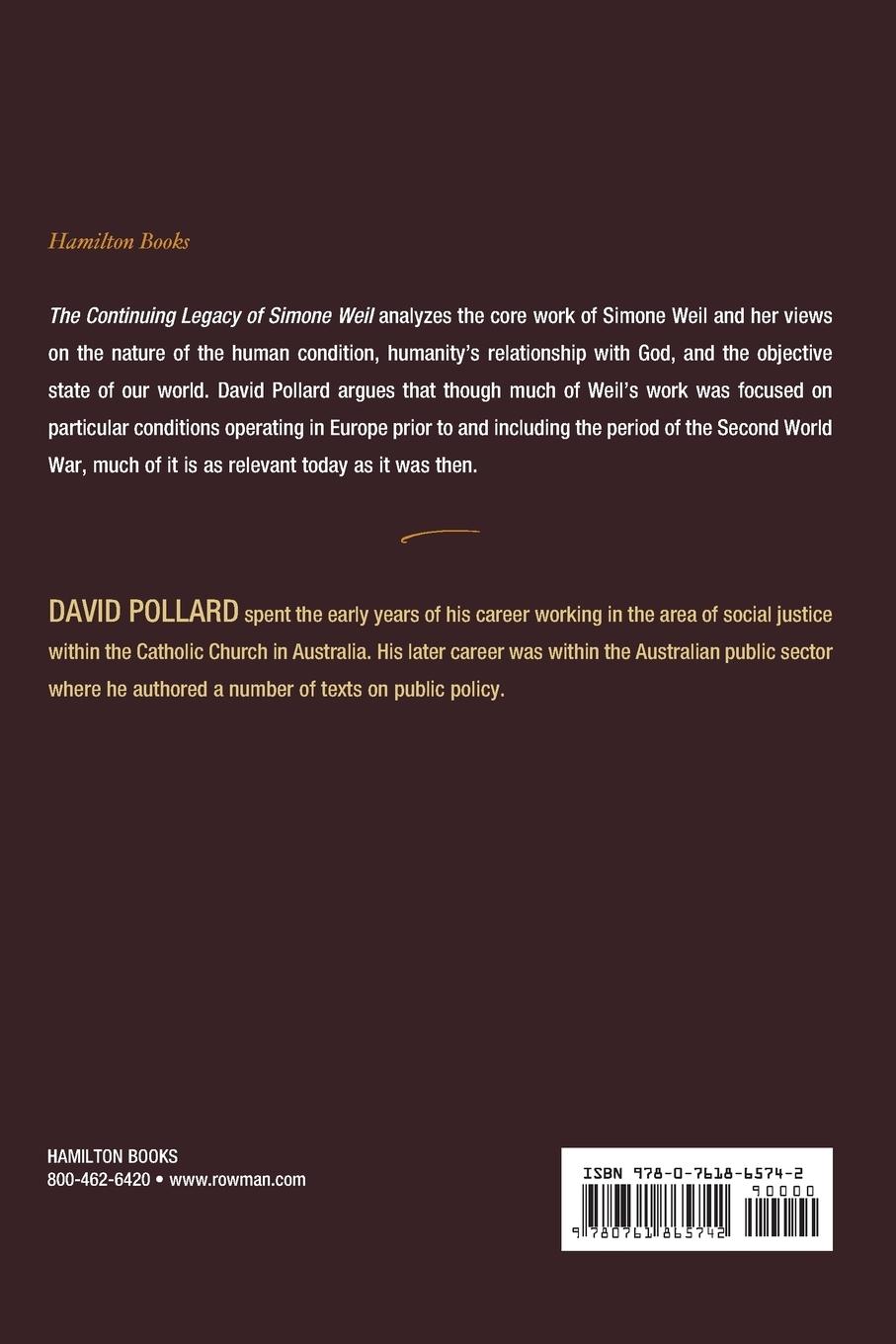 Rückseitencover Continuing Legacy of Simone Weil