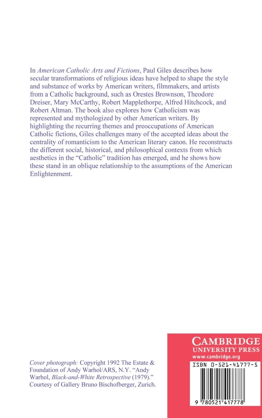 Rückseitencover American Catholic Arts and Fictions