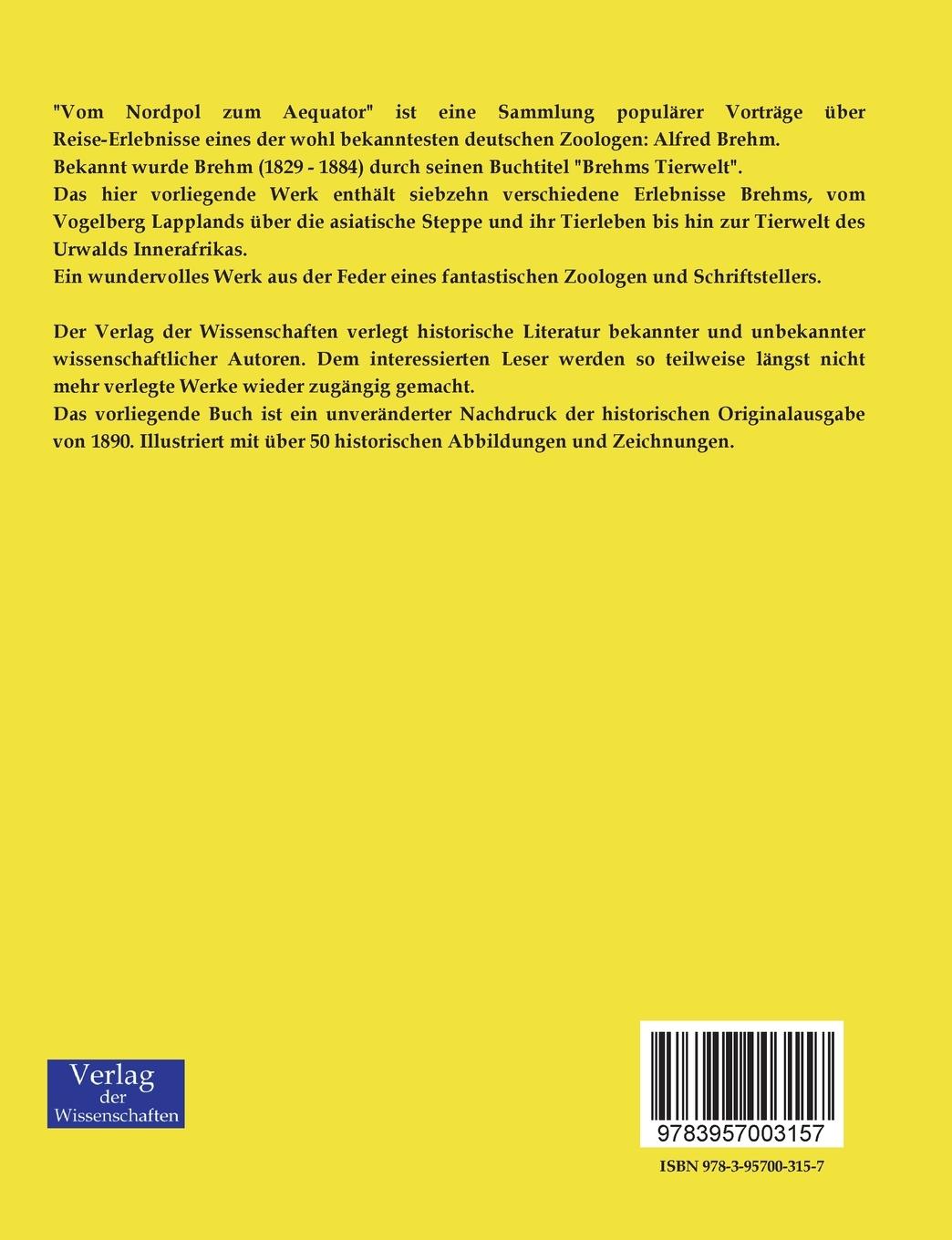 Rückseitencover Vom Nordpol zum Äquator