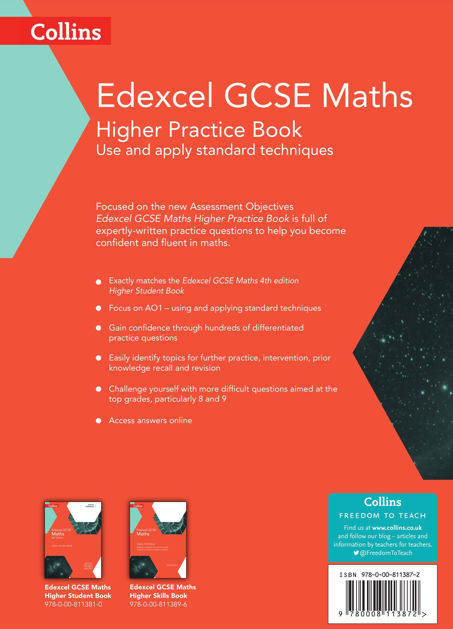 Rückseitencover GCSE Maths Edexcel Higher Practice Book