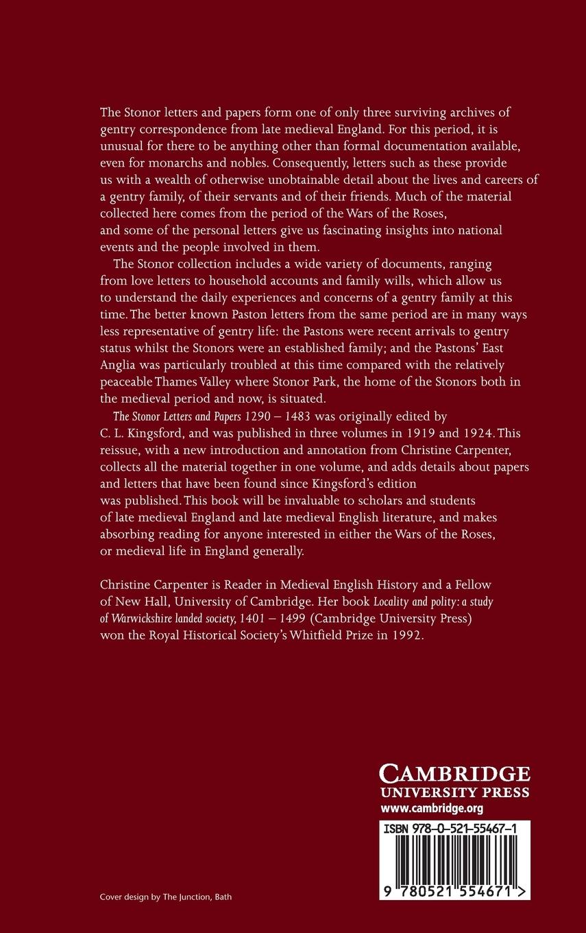 Rückseitencover Kingsford's Stonor Letters and Papers 1290-1483