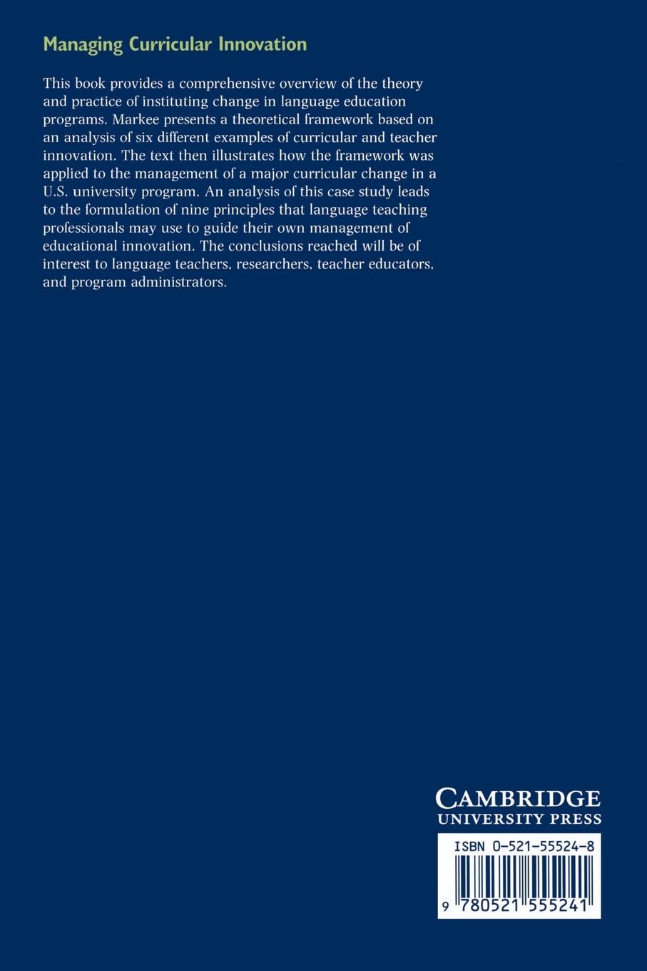 Rückseitencover Managing Curricular Innovation