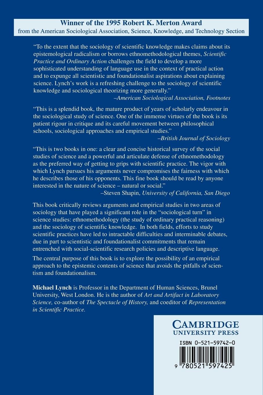 Rückseitencover Scientific Practice and Ordinary Action