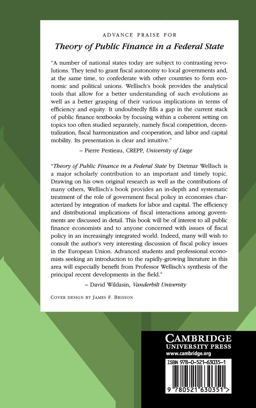 Rückseitencover Theory of Public Finance in a Federal State