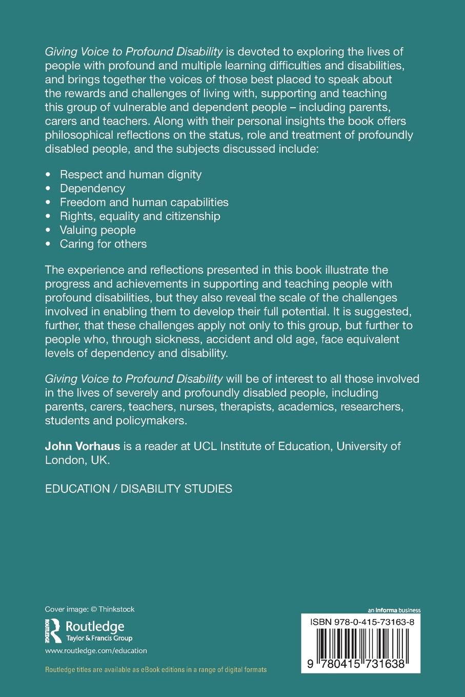 Rückseitencover Giving Voice to Profound Disability