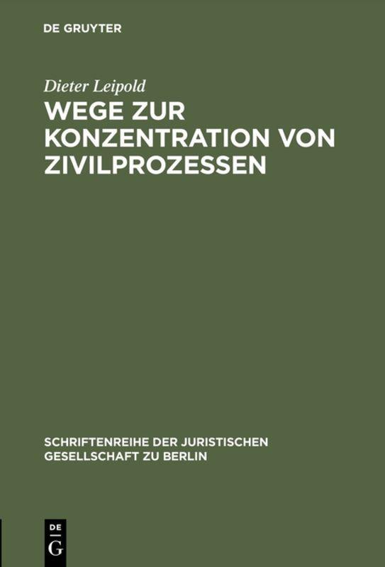 Vorderes Coverbild Wege zur Konzentration von Zivilprozessen