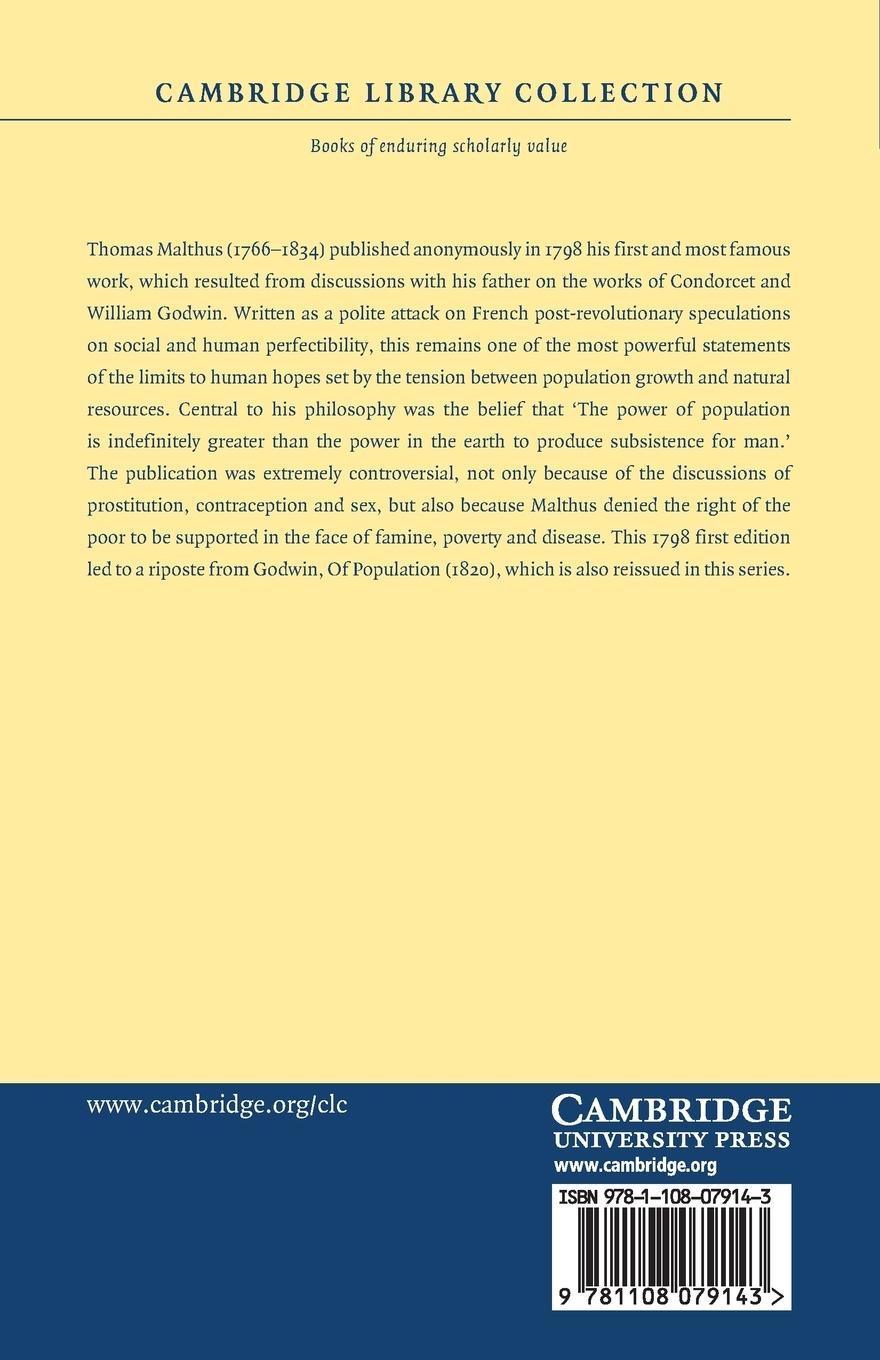 Rückseitencover An Essay on the Principle of Population, as It Affects the Future Improvement of Society