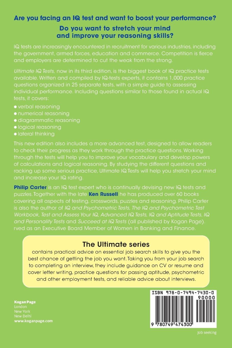 Rückseitencover Ultimate IQ Tests