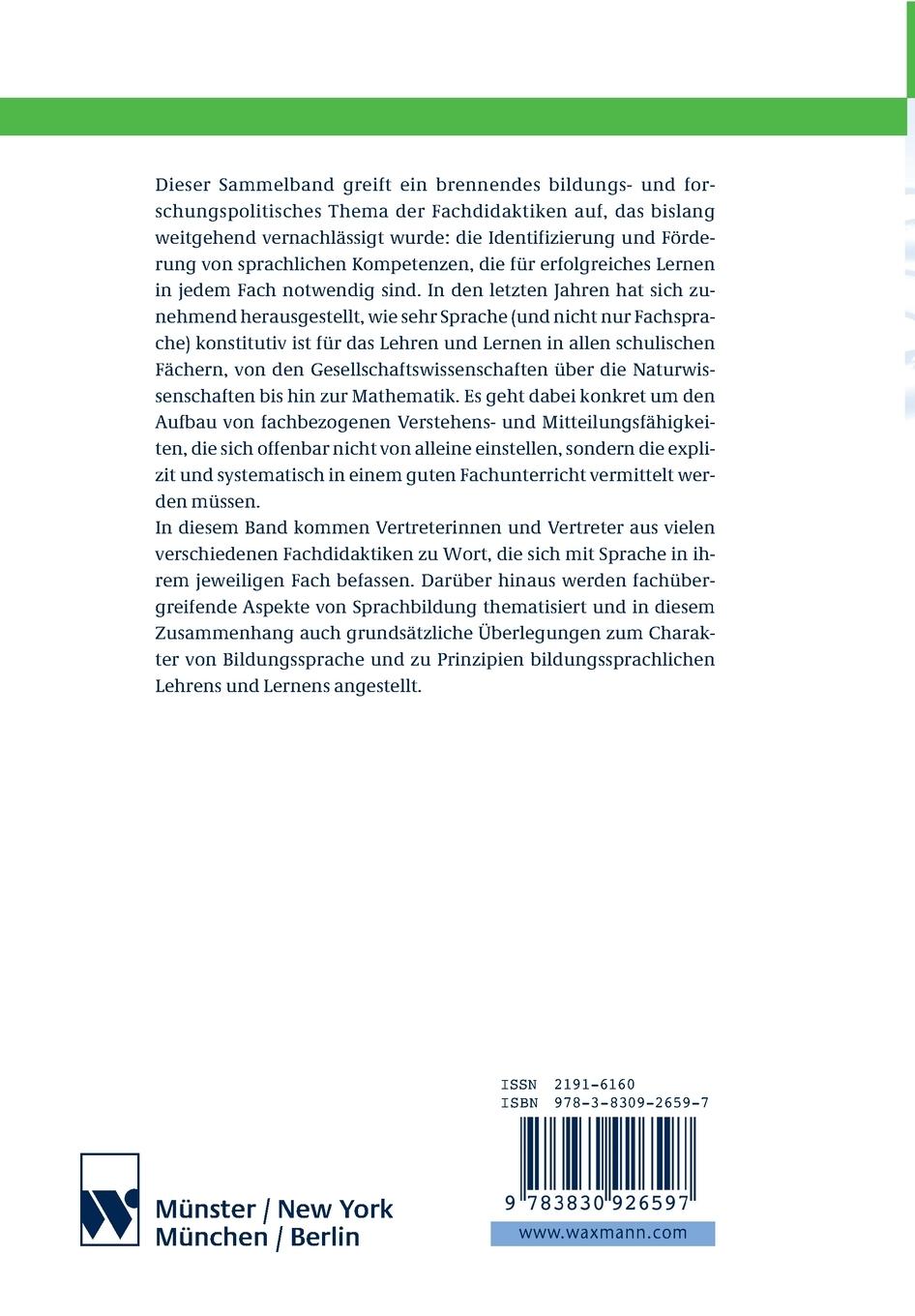 Rückseitencover Sprache im Fach