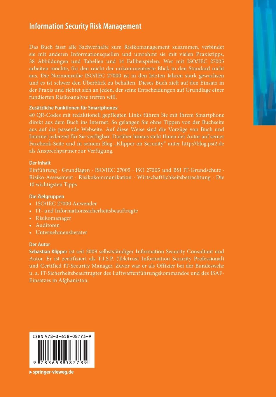 Rückseitencover Information Security Risk Management