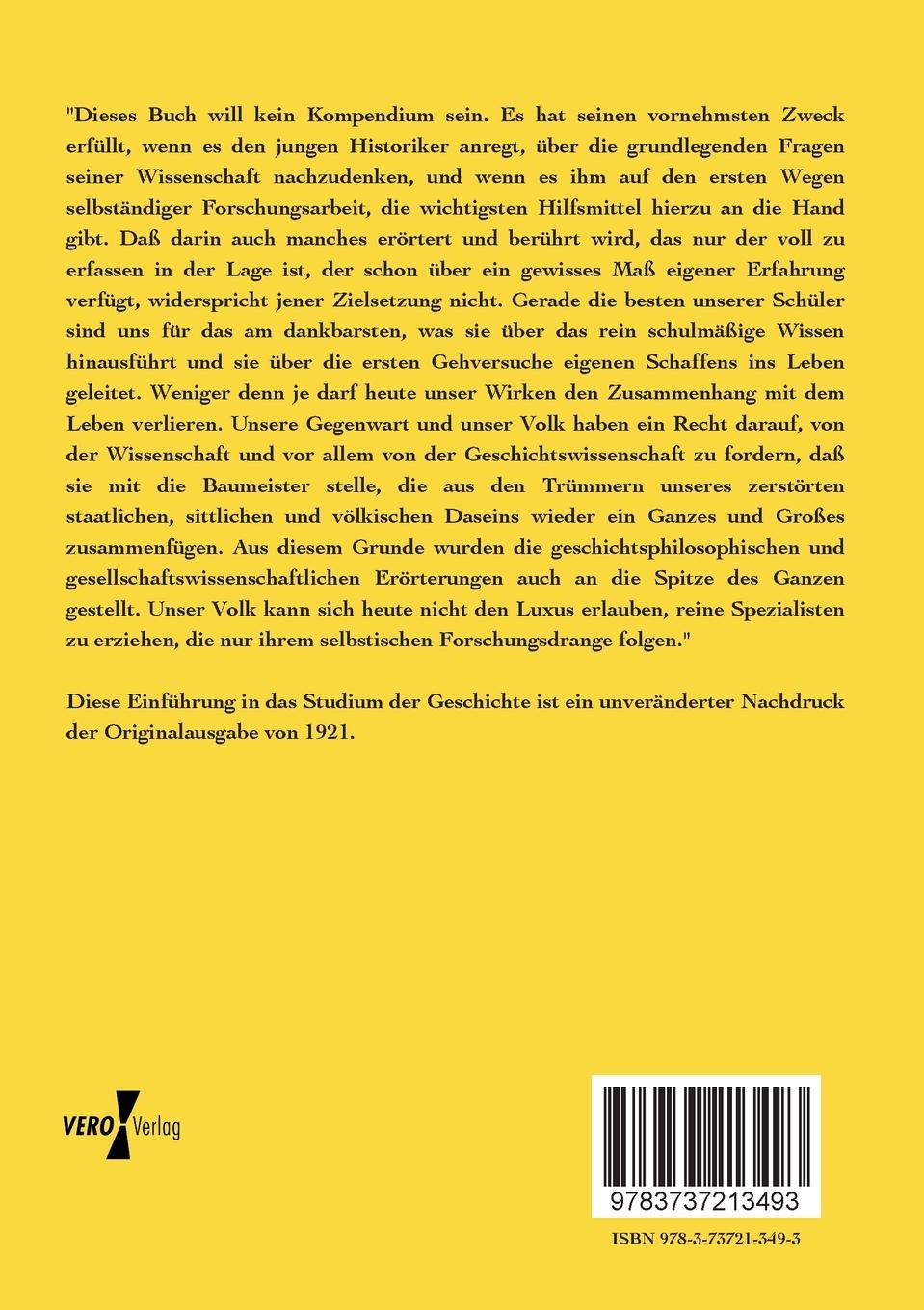 Rückseitencover Einführung in das Studium der Geschichte