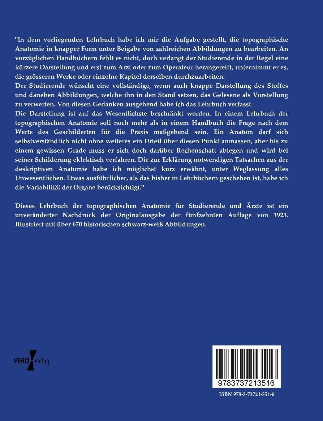 Rückseitencover Lehrbuch der topographischen Anatomie