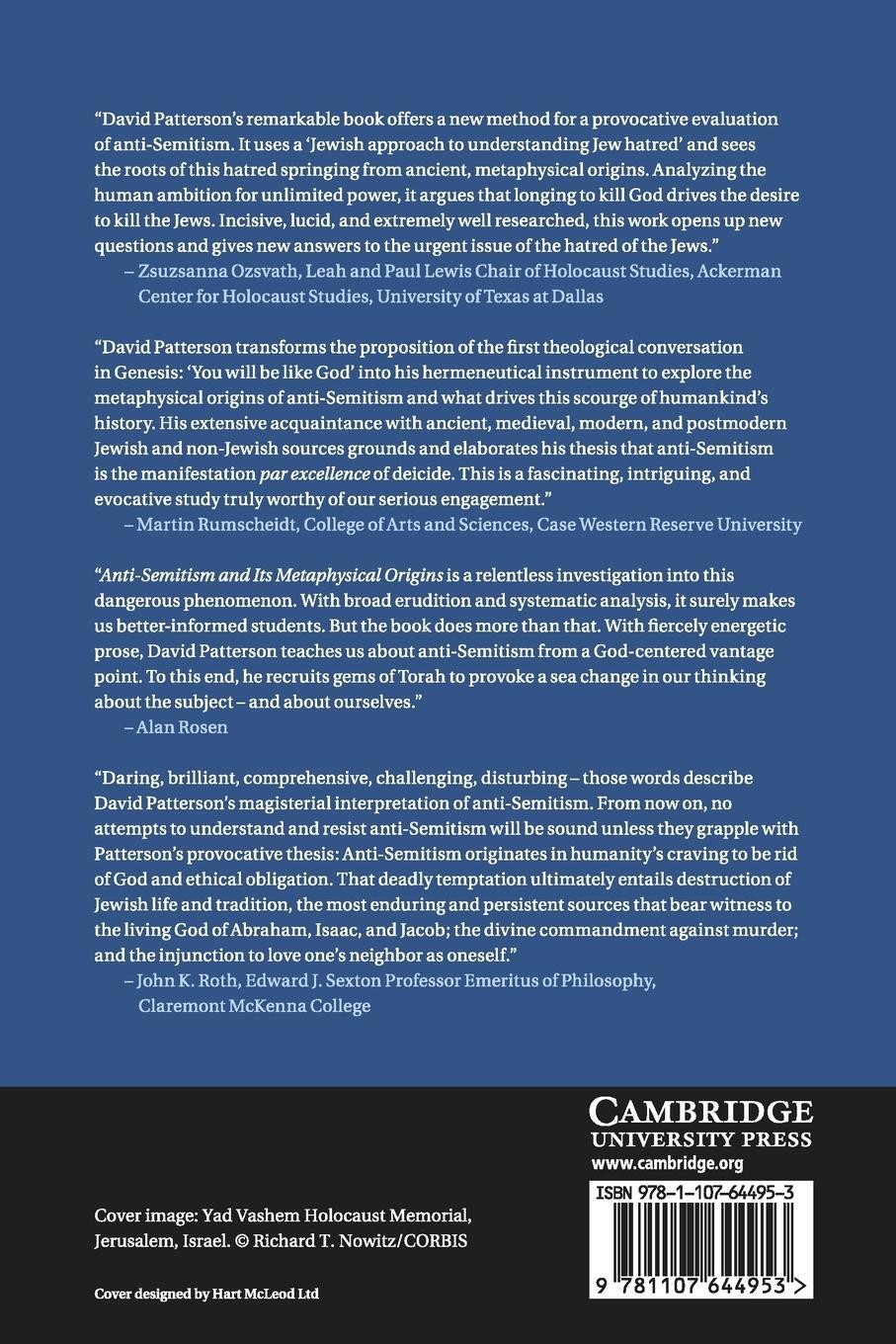 Rückseitencover Anti-Semitism and Its Metaphysical Origins