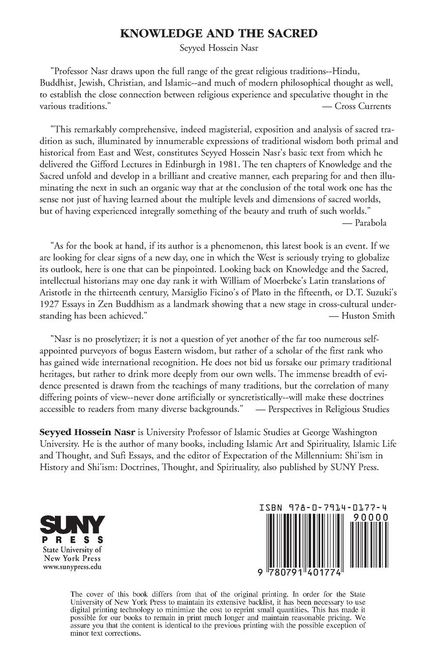 Rückseitencover Knowledge and the Sacred