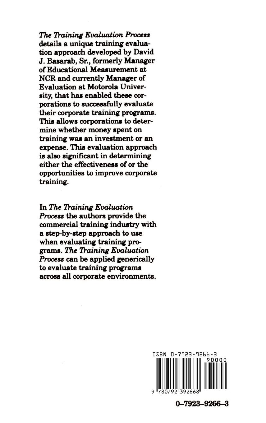 Rückseitencover The Training Evaluation Process