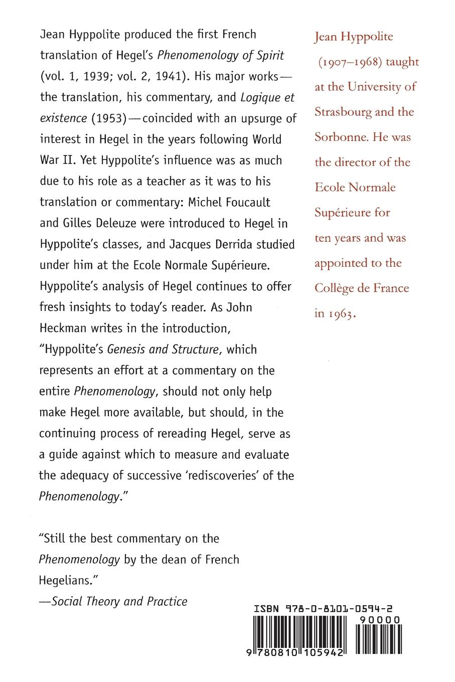 Rückseitencover Genesis and Structure of Hegel's "Phenomenology of Spirit"