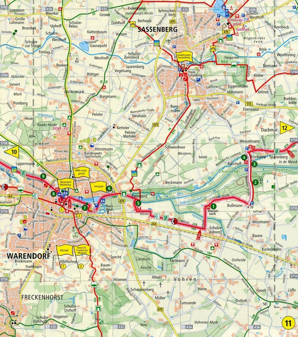 Beispielinhalt (Bild) Radtourenkarte Werse-Ems-Radweg 1 : 50 000 in Leporello-Falzung