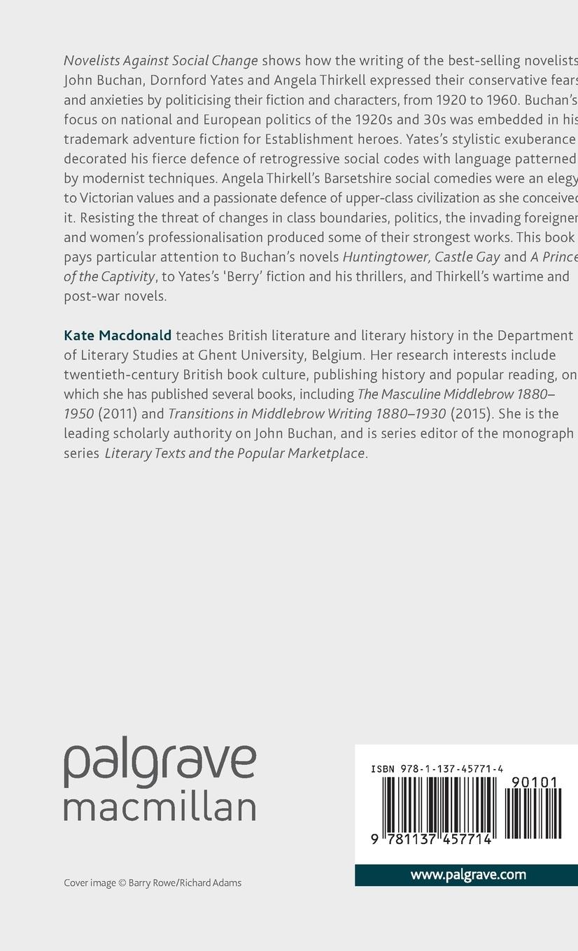 Rückseitencover Novelists Against Social Change